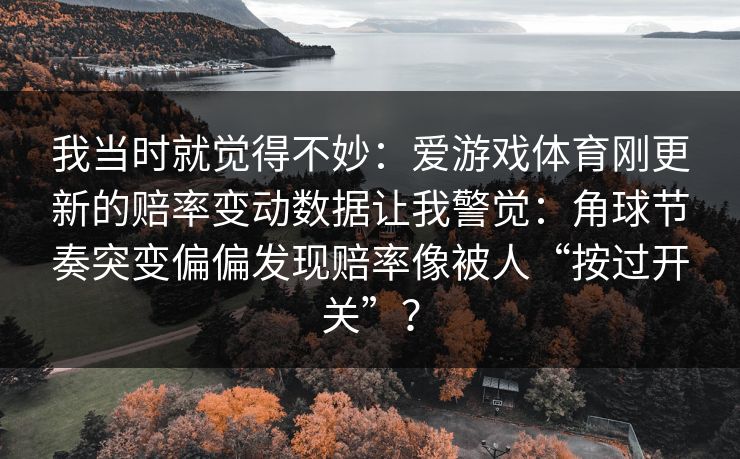 我当时就觉得不妙：爱游戏体育刚更新的赔率变动数据让我警觉：角球节奏突变偏偏发现赔率像被人“按过开关”？