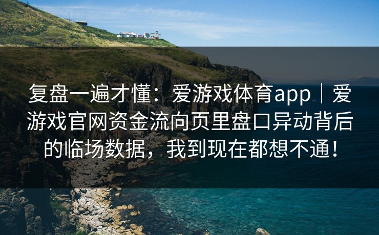 复盘一遍才懂：爱游戏体育app｜爱游戏官网资金流向页里盘口异动背后的临场数据，我到现在都想不通！