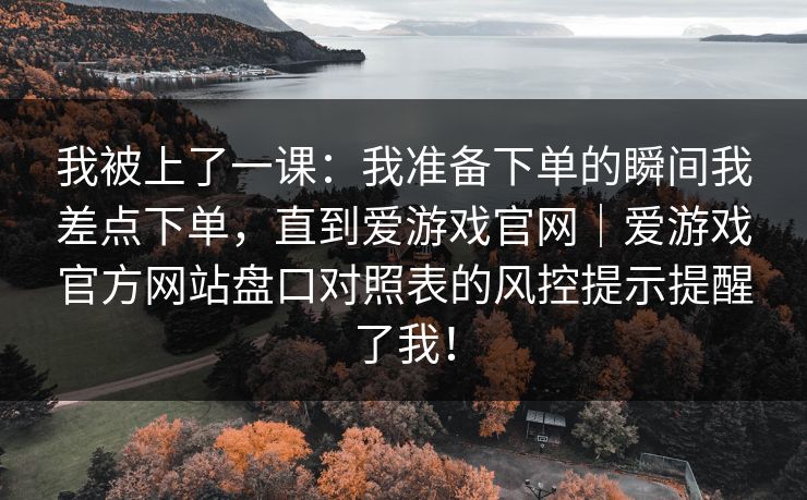 我被上了一课：我准备下单的瞬间我差点下单，直到爱游戏官网｜爱游戏官方网站盘口对照表的风控提示提醒了我！