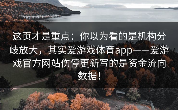 这页才是重点:你以为看的是机构分歧放大,其实爱游戏体育app——爱游戏官方网站伤停更新写的是资金流向数据! 这页才是重点:你以为看的是机构分歧放大,其实爱游戏体育app——爱游戏官方网站伤停更新写的是资金流向数据!