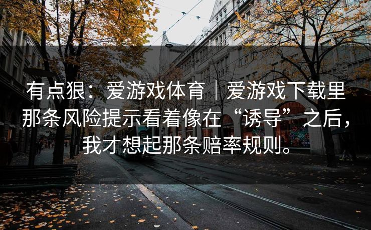 有点狠：爱游戏体育｜爱游戏下载里那条风险提示看着像在“诱导”之后，我才想起那条赔率规则。