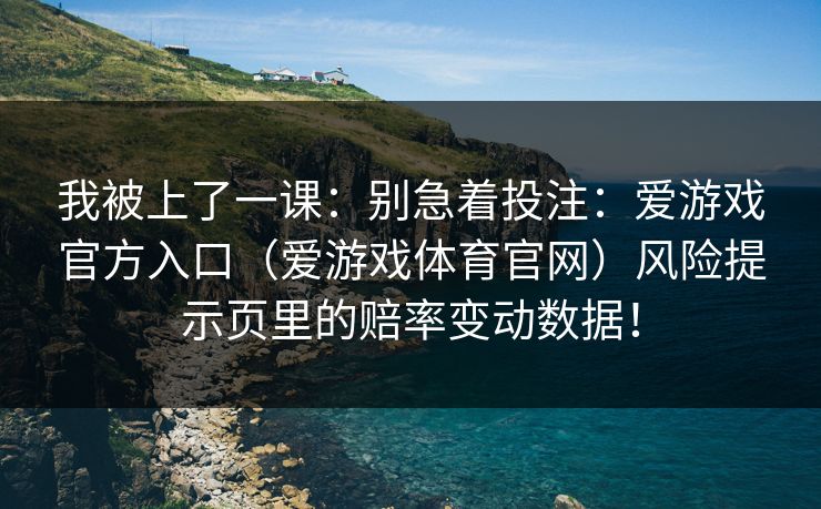 我被上了一课：别急着投注：爱游戏官方入口（爱游戏体育官网）风险提示页里的赔率变动数据！
